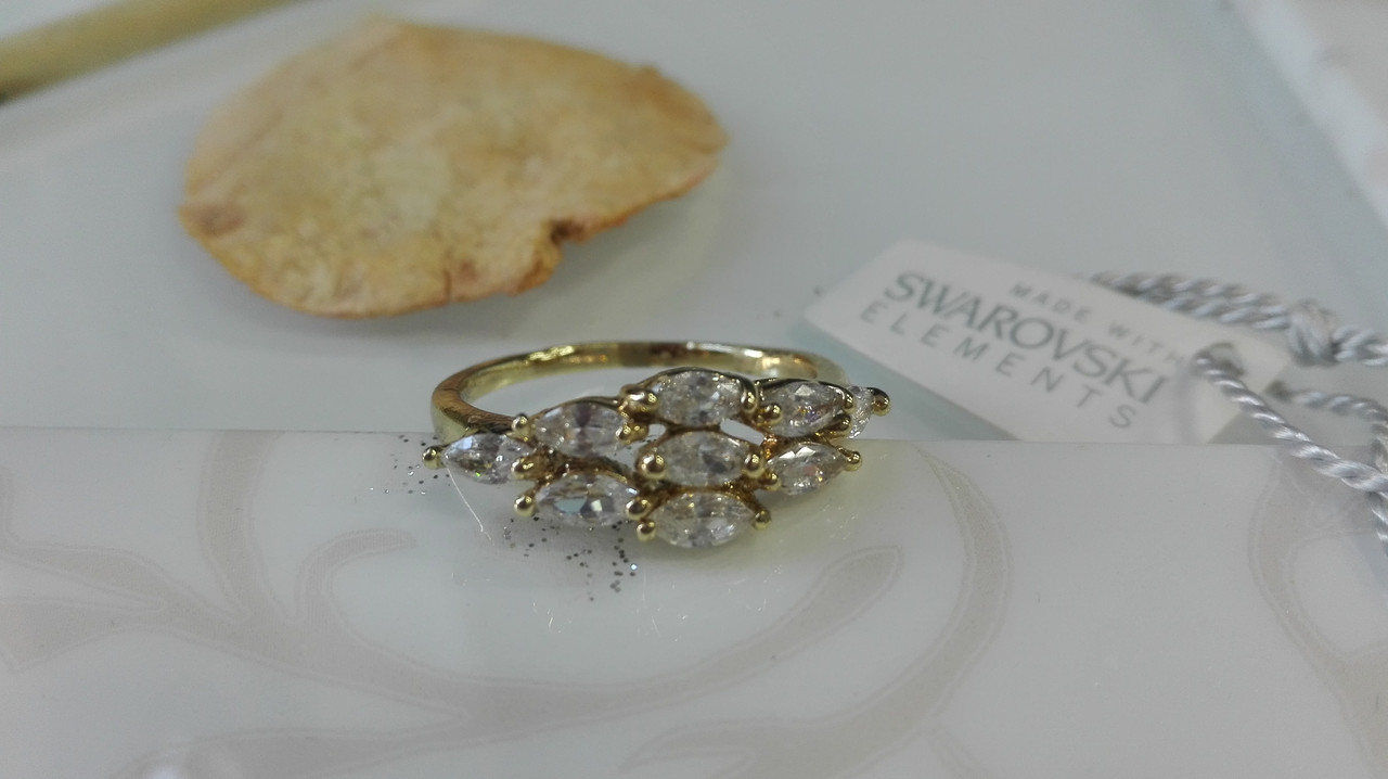 Кольцо позолоченное , с кристаллами Swarovski
