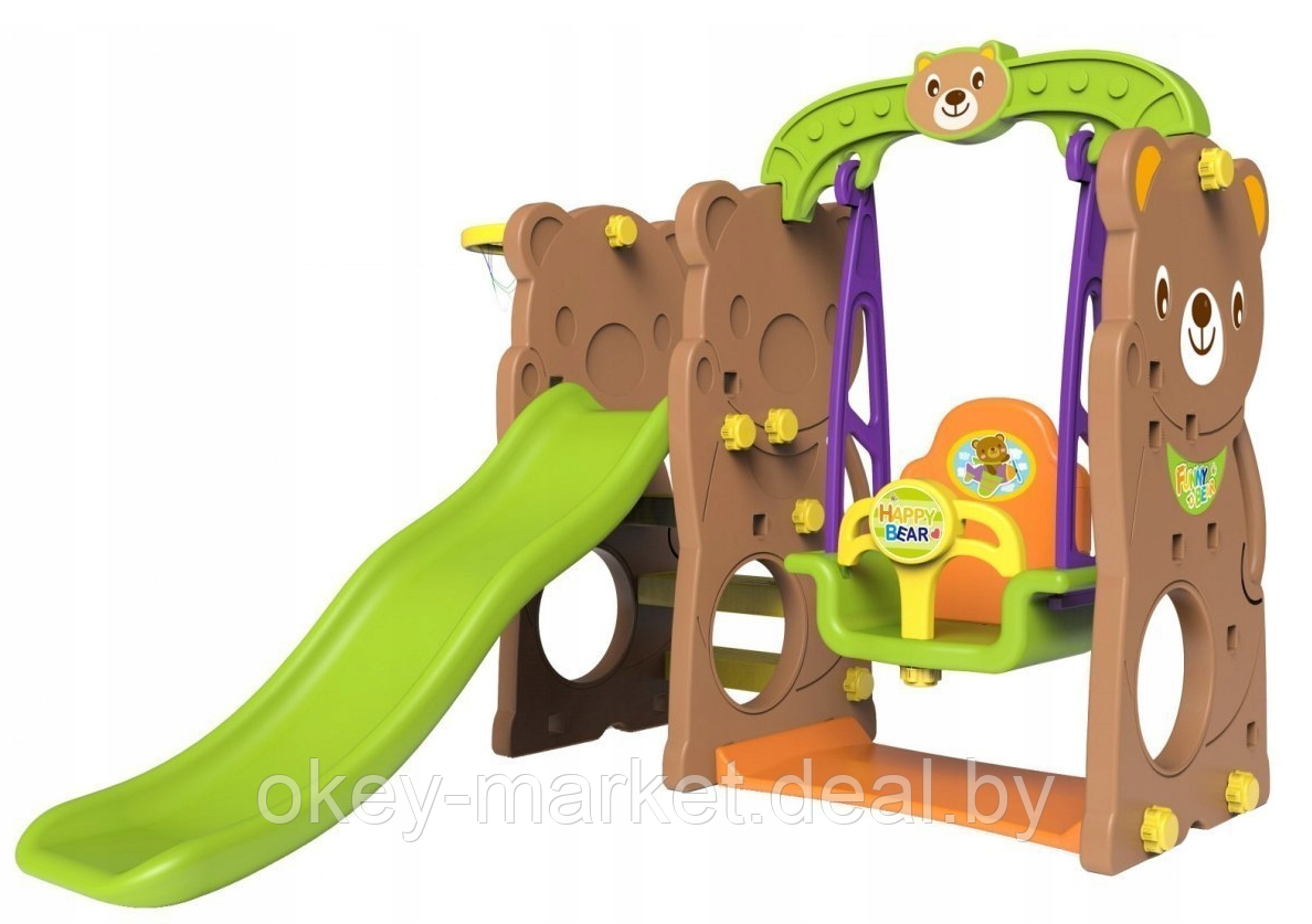 Игровой комплекс детская горка с качелями Медвежата - фото 1 - id-p94784200