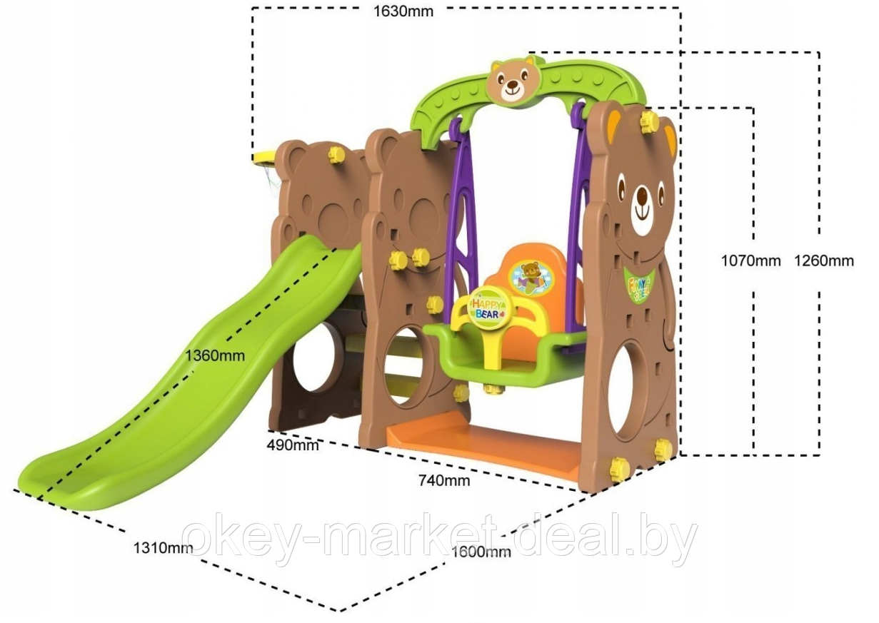 Игровой комплекс детская горка с качелями Медвежата - фото 4 - id-p94784200