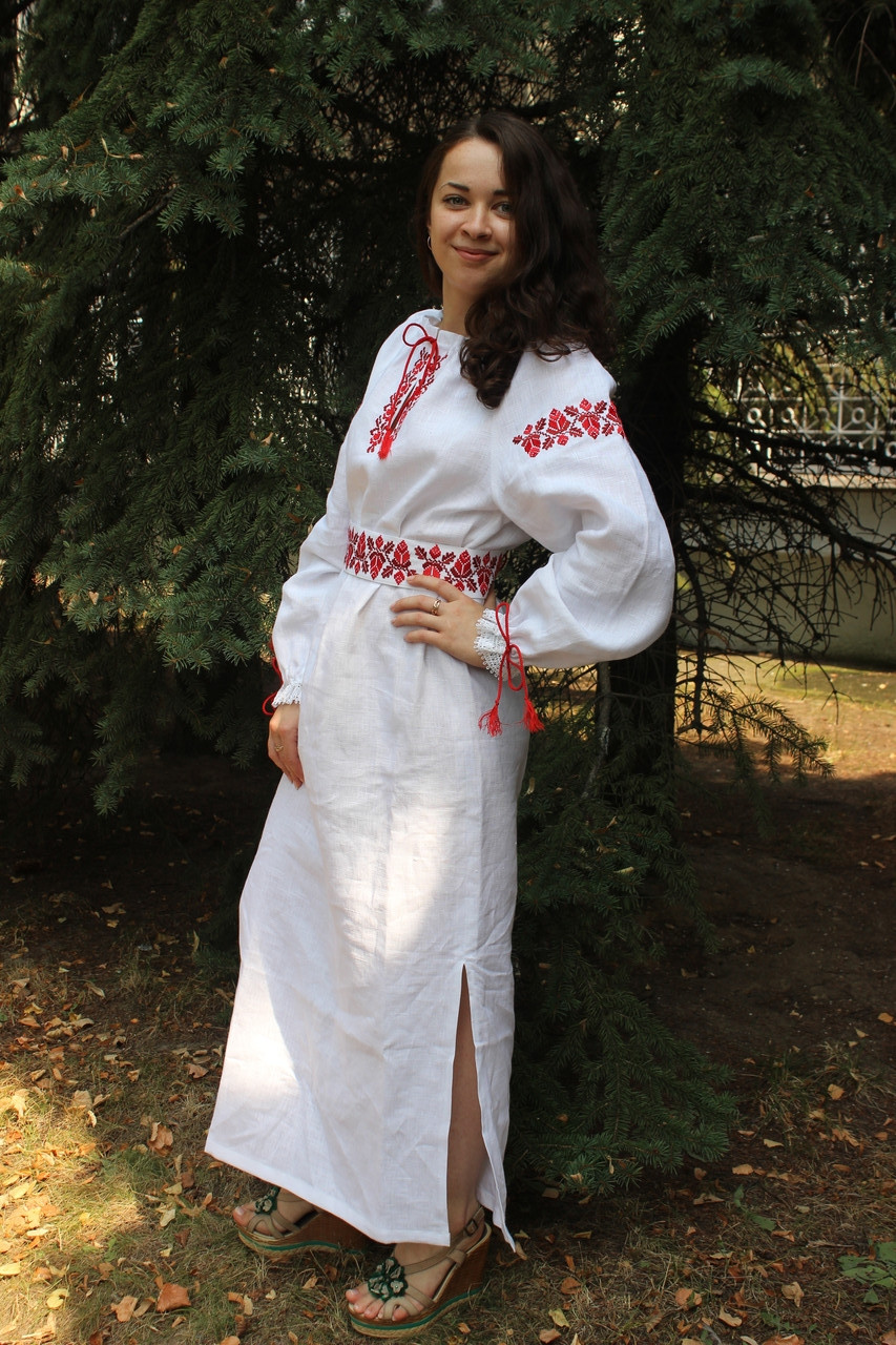 Платье женское льняное с вышивкой - фото 6 - id-p94795442