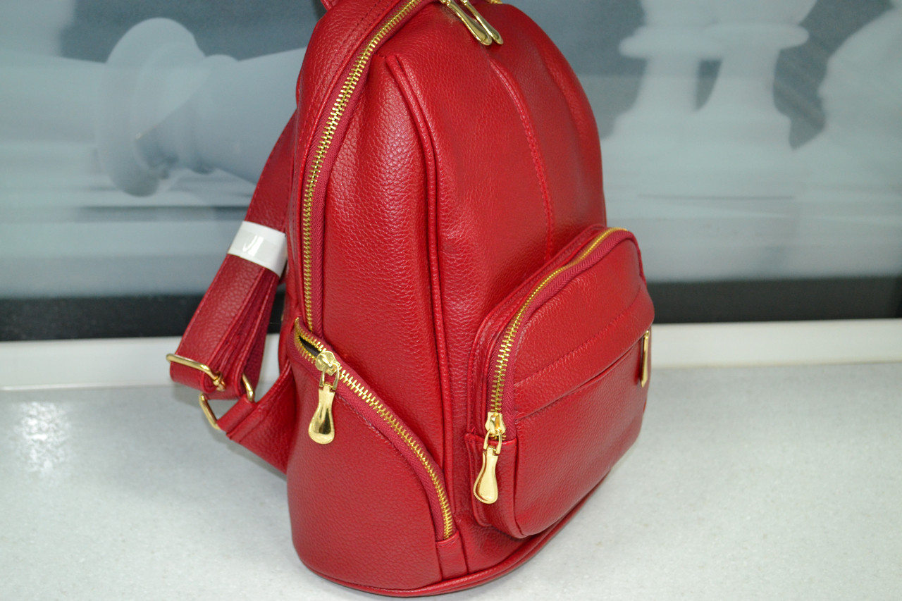 Стильный,красный рюкзак из экокожи - фото 2 - id-p94799003