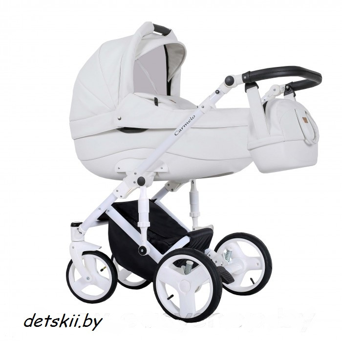 Детская модульная коляска Quali Carmelo ECO Кволи Кармело ECO-кожа Белая 95B 4в1
