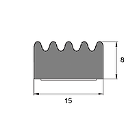 Уплотнитель профиль Корона 15х8 мм черный 50 м.п.