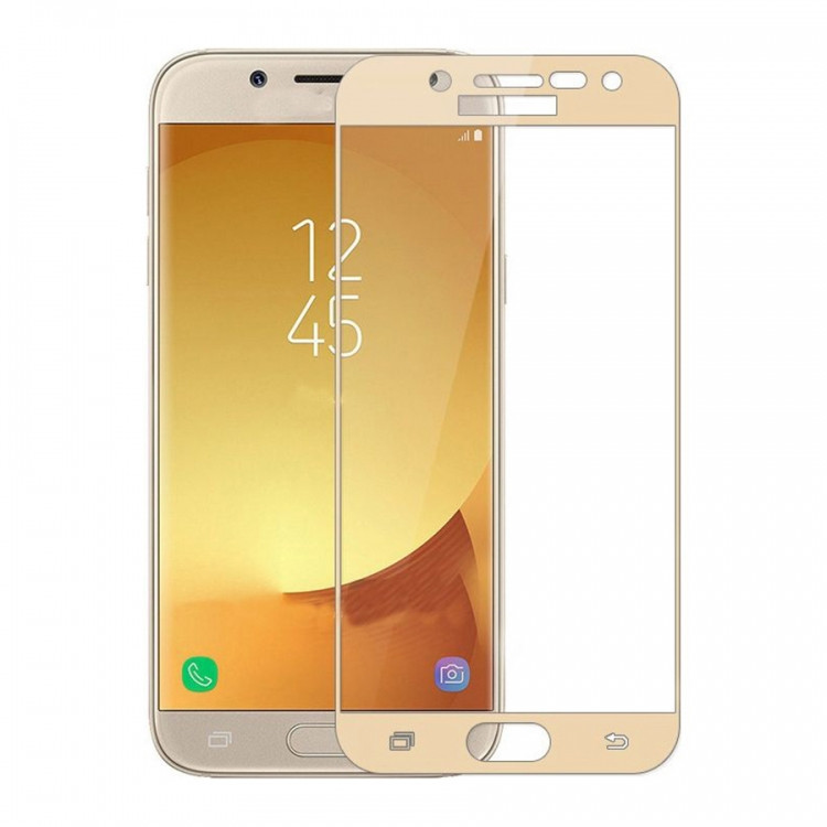 Защитное стекло Full-Screen для Samsung Galaxy J7 (2017) J730 золотой (5D-9D с полной проклейкой)