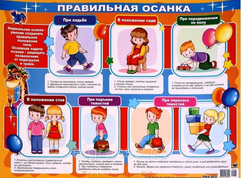 Плакат для детей "Правильная осанка", А2, Оля и Женя - фото 1 - id-p94850719
