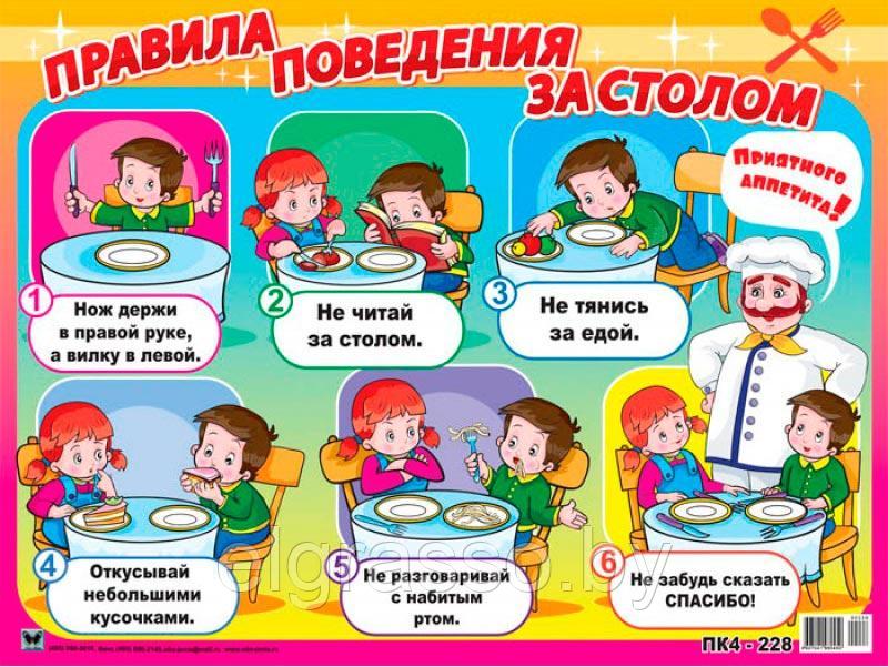 Плакат для детей "Правила поведения за столом", А2, Оля и Женя - фото 1 - id-p94851047