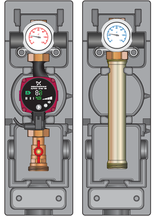 Насосная группа Meibes V-UK (без смесителя) с насосом Grundfos UPS 25-60, 1" (66813 GF), фото 2