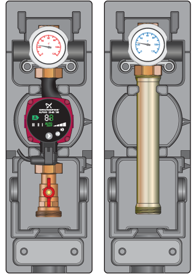 Насосная группа Meibes V-UK (без смесителя) с насосом Grundfos UPS 25-60, 1" (66813 GF) - фото 1 - id-p28229244