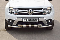 Защита переднего бампера двойная с зубьями d63/63 для Renault Duster PT Group (Россия)