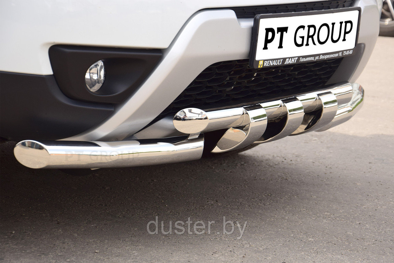 Защита переднего бампера двойная с зубьями d63/63 для Renault Duster PT Group (Россия) - фото 2 - id-p94950823
