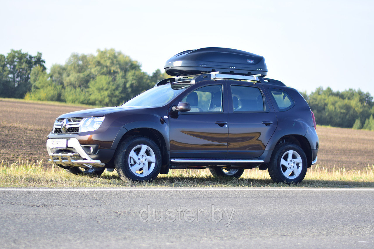 Защита переднего бампера двойная с пластинами Ø63/63 для Renault Duster PT Group (Россия) - фото 6 - id-p94951299