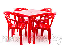 Набор пластиковой мебели Комфорт 1+4 (Зеленый, красный, вишневый, темно-синий, белый)