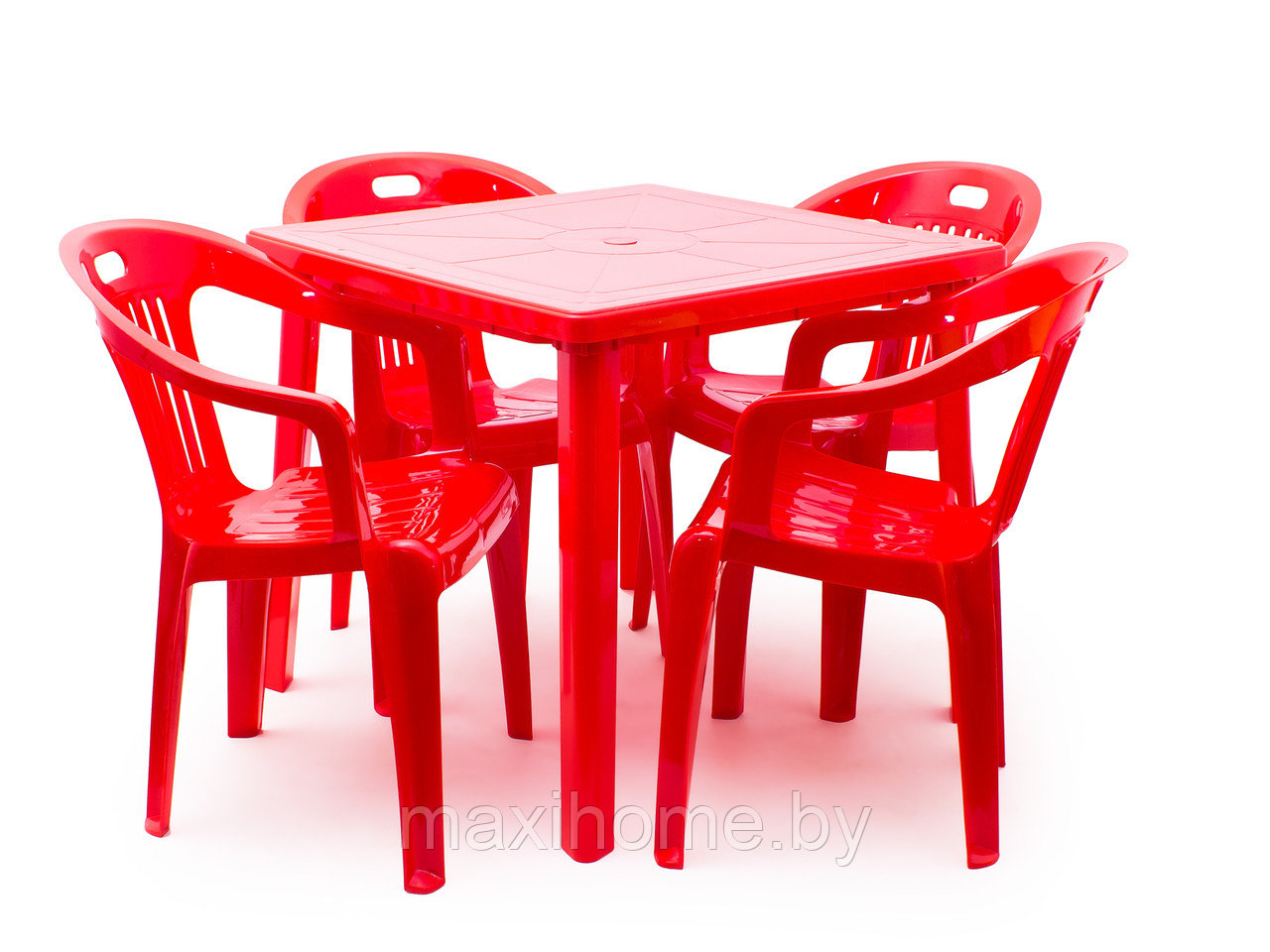 Набор пластиковой мебели Комфорт 1+4 (Зеленый, красный, вишневый, темно-синий, белый) - фото 1 - id-p94965940