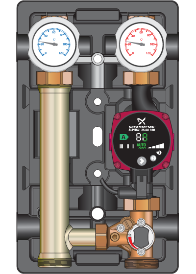 Насосная группа Meibes MK 1" со смесительным контуром с насосом Grundfos UPM3 Hybrid 25-70 (66831.36 IX) - фото 1 - id-p95002168