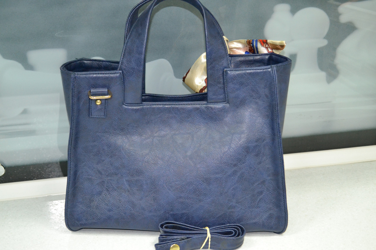 Стильная синяя кожаная сумка - фото 3 - id-p94984750
