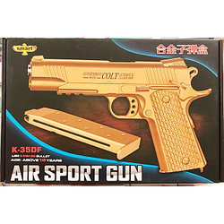 Пистолет детский металлический  Colt Air Soft Gun K-35DF золото