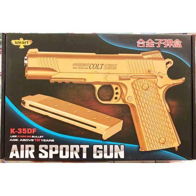Пистолет детский металлический Colt Air Soft Gun K-35DF золото - фото 1 - id-p94994896