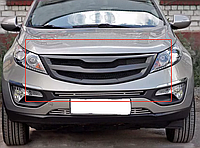 Kia Sportage 2010 2013 Тюнинг комп №3 (решетка с ч с вар 2,реснички) глянец (под покраску)