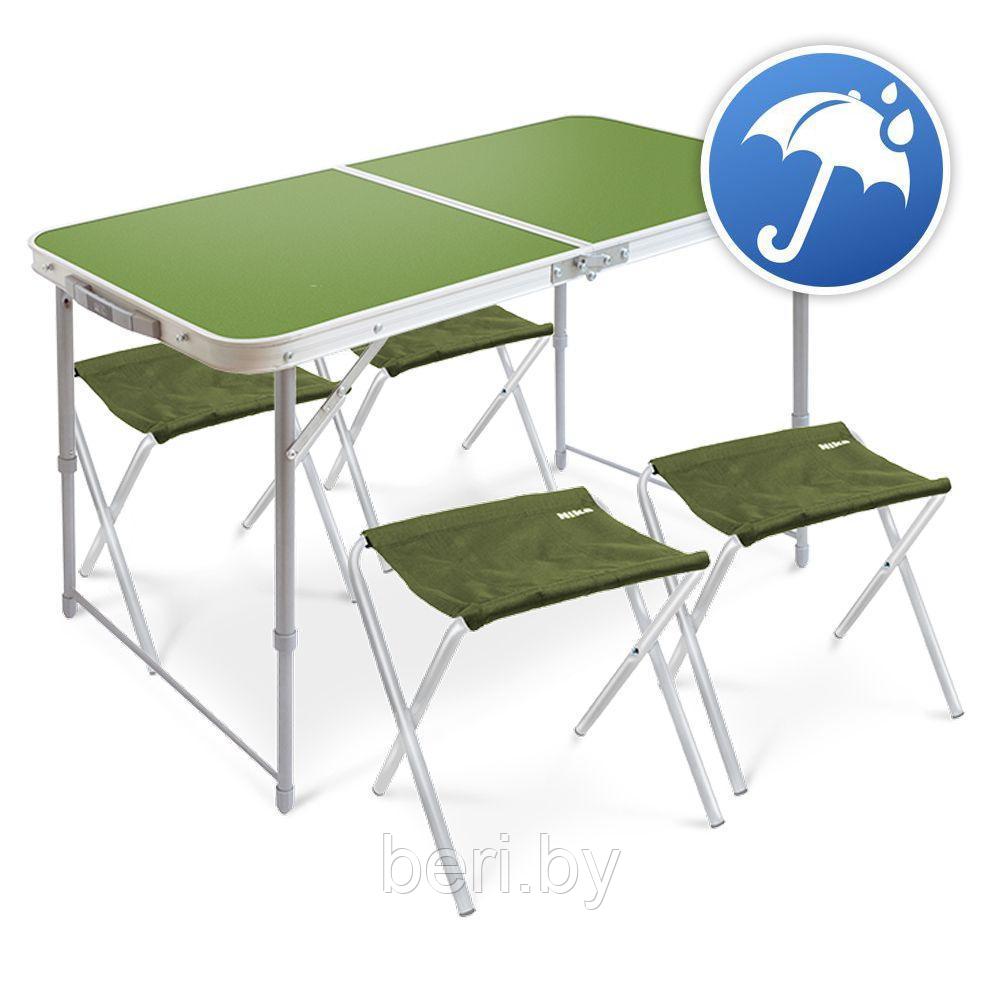 Стол складной ВЛАГОСТОЙКИЙ для пикника ССТ-К2, стол чемодан + 4 стула, 100х50х70 см - фото 2 - id-p95088491