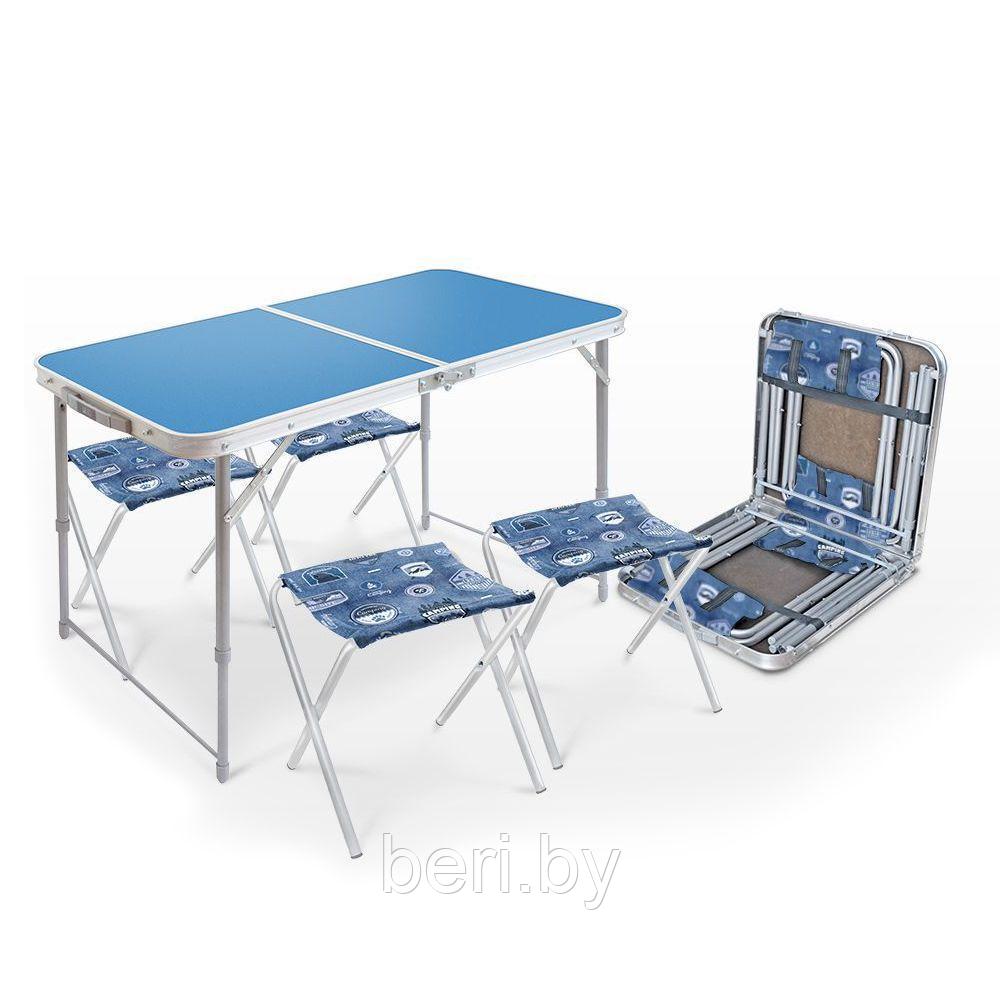 Стол складной ВЛАГОСТОЙКИЙ для пикника ССТ-К2, стол чемодан + 4 стула, 100х50х70 см - фото 4 - id-p95088491