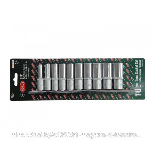 Набор головок глубоких 6 граненй 10 пр 3/8"(8, 10, 12 -19 мм) на планке Rock FORCE RF-3102-5