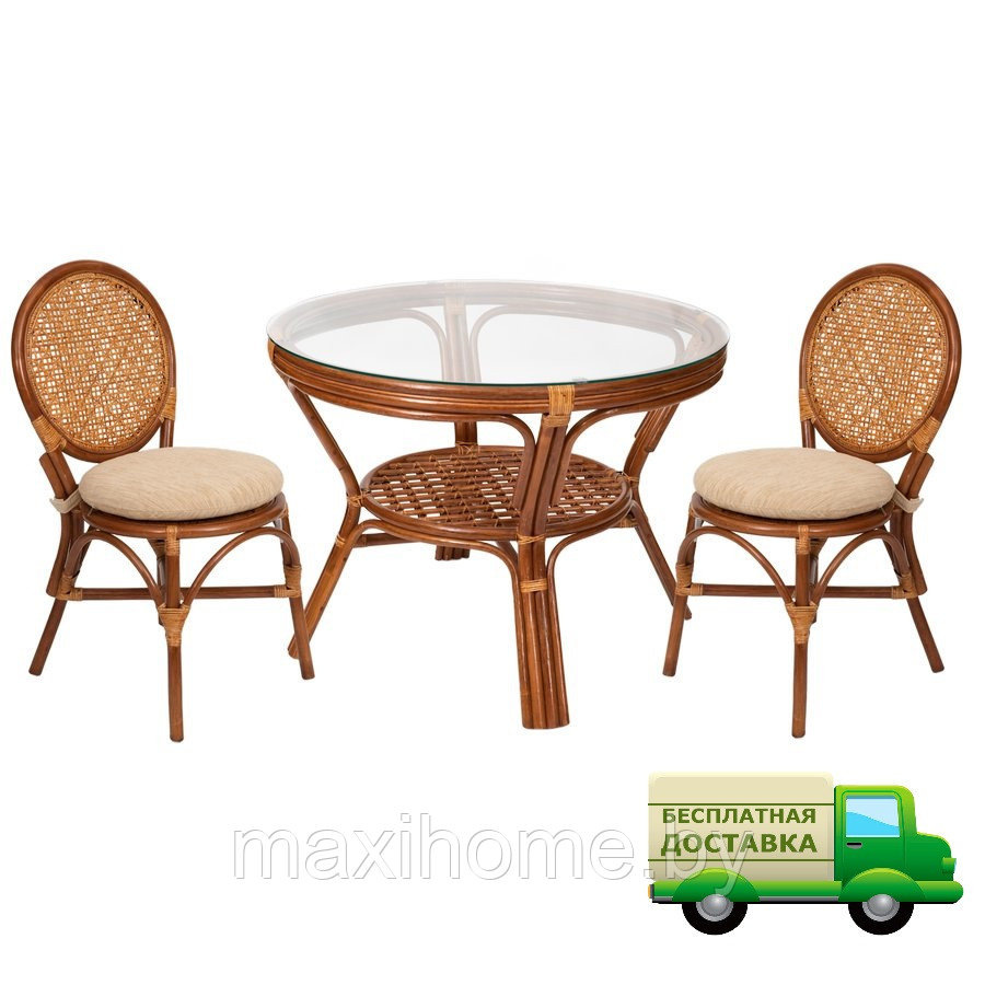 Комплект обеденный стол + 2 стула Коньяк - фото 1 - id-p95164976