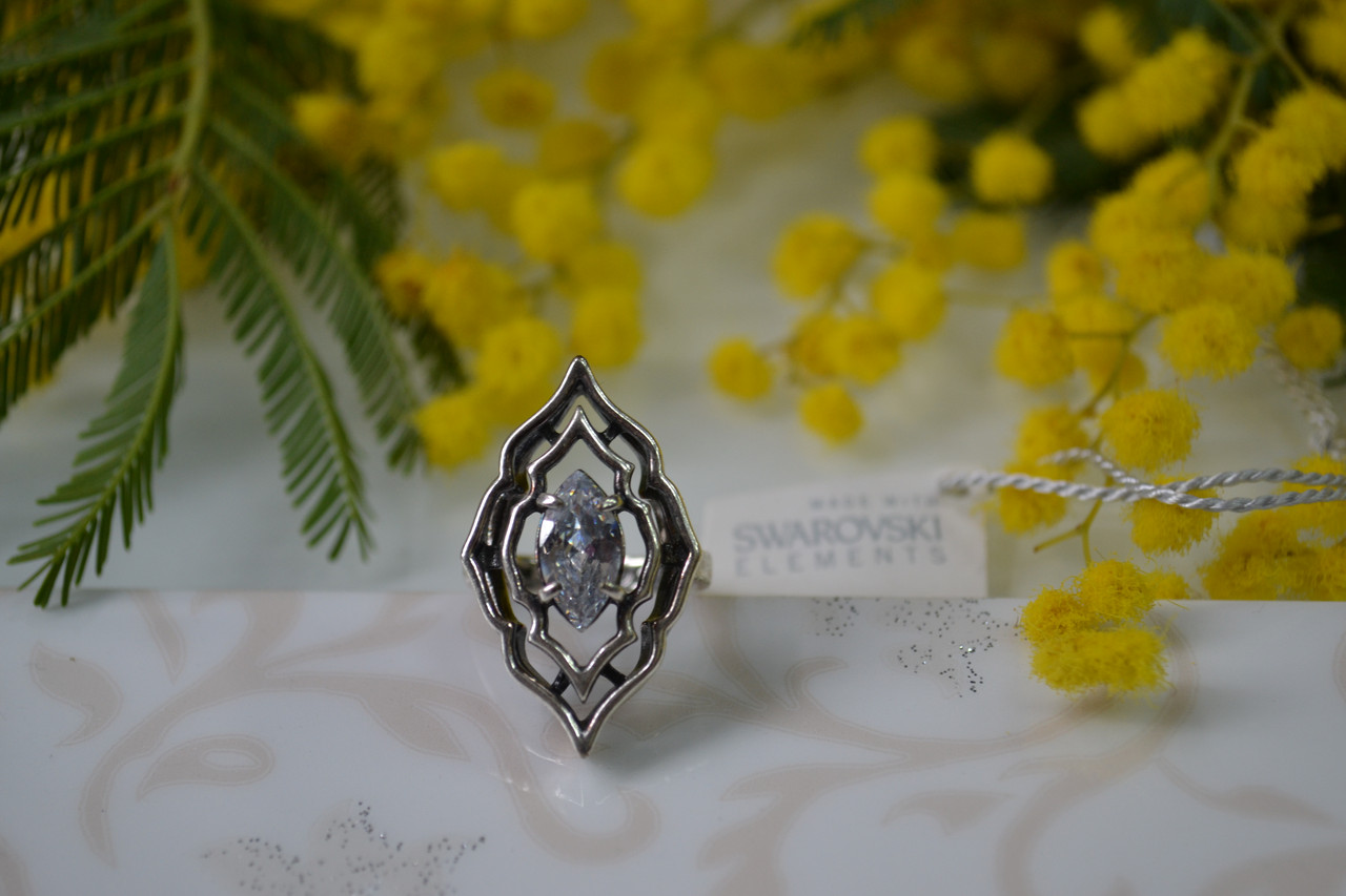 Кольцо в серебре с кристаллами Swarovski - фото 1 - id-p95165066