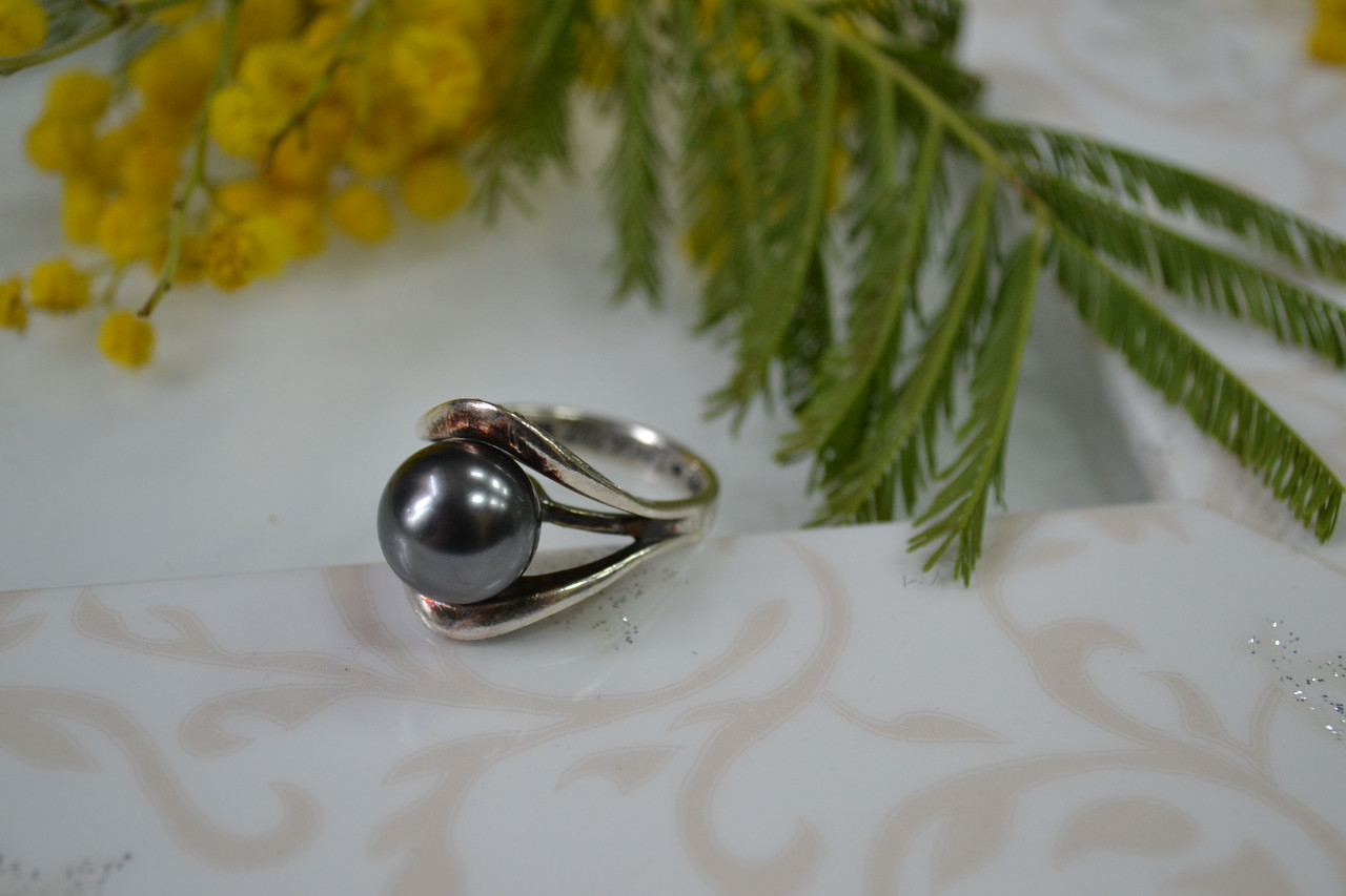 Кольцо в серебре. с черным жемчугом - фото 1 - id-p95173276