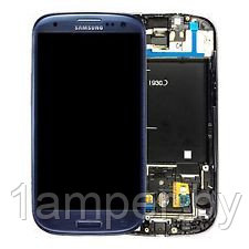 Дисплей для Samsung Galaxy S3 I9300 В сборе с тачскрином. С дисплейной рамкой. Синий