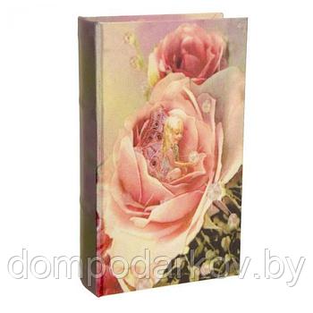 Сейф-книга дерево под шёлк "Маленькая фея в розе" 21х13х5 см