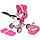Коляска для кукол с люлькой, коляска-трансформер MELOBO 9346, от 2-х лет, розовая, фото 6