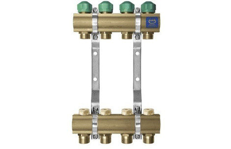 Коллектор распределительный для радиаторов с термостатическими клапанами и ниппелями KAN серия 71А на 4 отвода, фото 2
