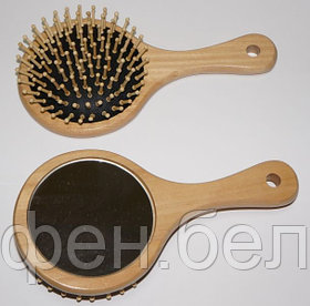 Щётка массажная для волос PROFI line деревянная большая с зеркалом