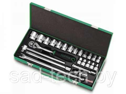 Набор головок 1/2" 8-32мм 24предм. 6гр. метал.кейс TOPTUL GCAD2403, фото 2