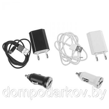 Комплект зарядки Mini Charger 2 in 1, с USB кабелем для i5, 220/12V, микс