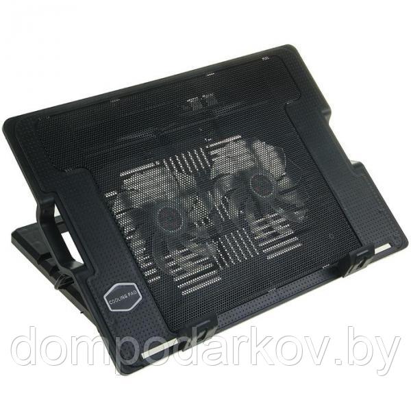 Подставка для охлаждения ноутбука с LED подсветкой, 2 кулера, провод 40 см, черная - фото 1 - id-p95200490