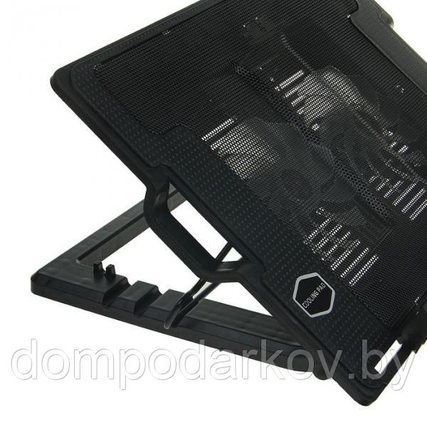 Подставка для охлаждения ноутбука с LED подсветкой, 2 кулера, провод 40 см, черная - фото 2 - id-p95200490