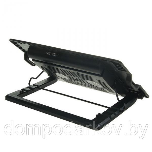 Подставка для охлаждения ноутбука с LED подсветкой, 2 кулера, провод 40 см, черная - фото 3 - id-p95200490
