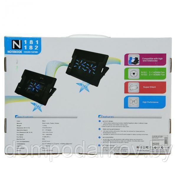 Подставка для охлаждения ноутбука с LED подсветкой, 2 кулера, провод 40 см, черная - фото 9 - id-p95200490