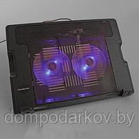 Подставка для охлаждения ноутбука с LED подсветкой, 2 кулера, провод 40 см, черная, фото 10