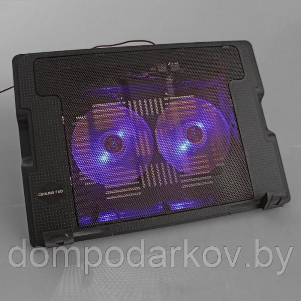 Подставка для охлаждения ноутбука с LED подсветкой, 2 кулера, провод 40 см, черная - фото 10 - id-p95200490