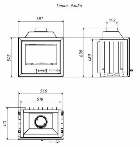 Каминная топка Мета-Бел ЭЛЬБА ТКТ-9,0-01 - фото 3 - id-p95263068