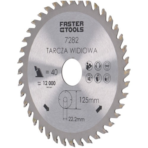 Пильный диск по дереву 125мм х 22,2 мм, 40 зубьев /FASTER TOOLS