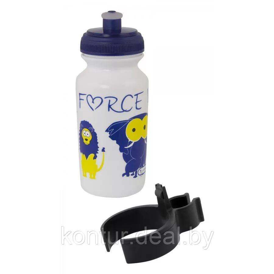 Велобутылка FORCE, ZOO с держателем 0,3л, детский принт, белый - фото 1 - id-p95336074
