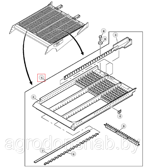 Решето левое AZ100699 - фото 1 - id-p49213259