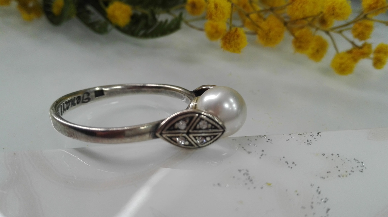 Кольцо в серебре ,с кристаллами Swarovski и жемчугом - фото 2 - id-p95355793