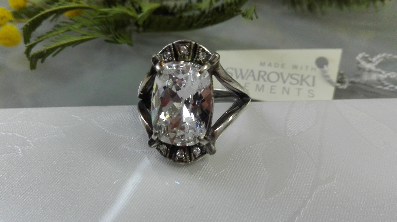 Перстень в серебре с кристаллами Swarovski - фото 1 - id-p95360053