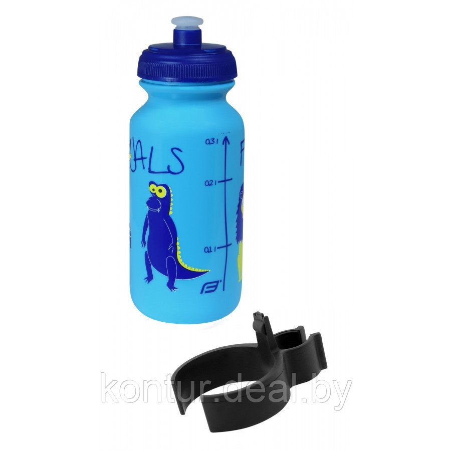 Велобутылка FORCE, ZOO с держателем 0,3л, детский принт, синяя - фото 1 - id-p95336117