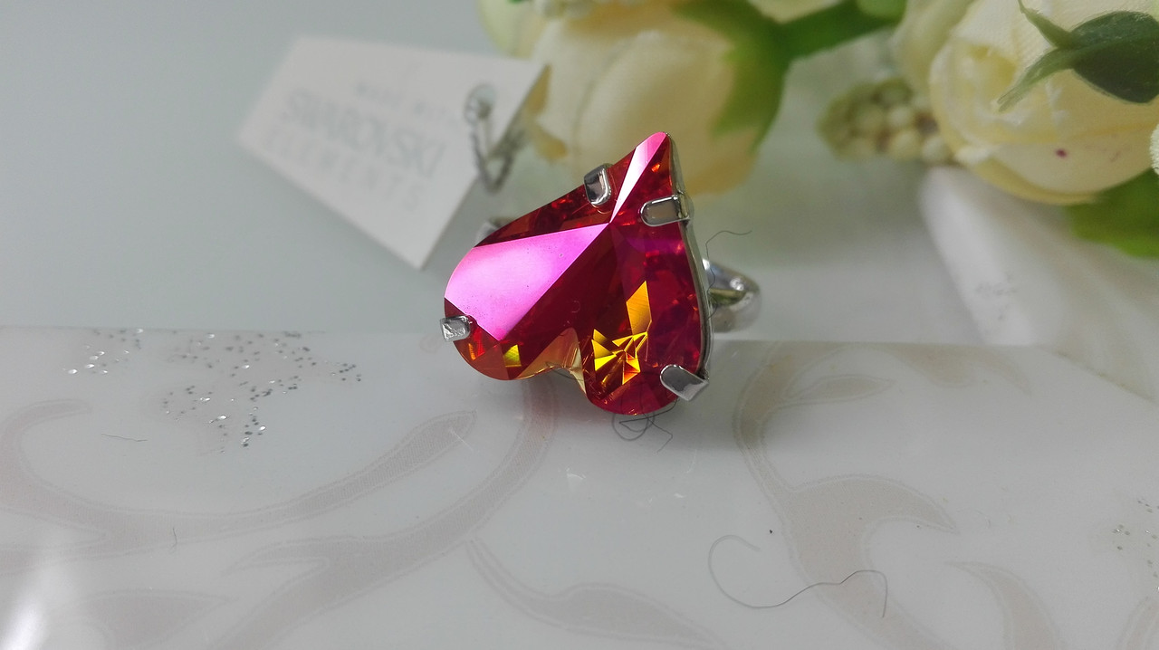 Кольцо Сердце с кристаллами Swarovski