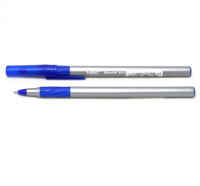 Ручка шариковая Round Stic Grip синяя с резиновой вставкой BIC 918543 (Франция) - фото 1 - id-p95395956